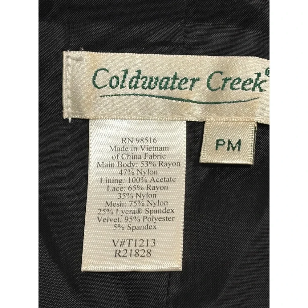 Coldwater Creek Paisley Blazer PM Boho Velvet Lace Teal Gold Romantic Jacket VTG - Picture 2 of 9